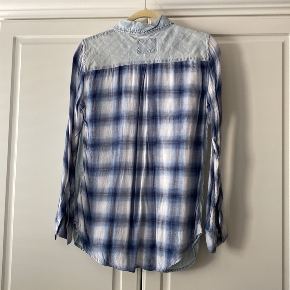 Rails Button Down - Chambray W/ Blue Plaid - image 3